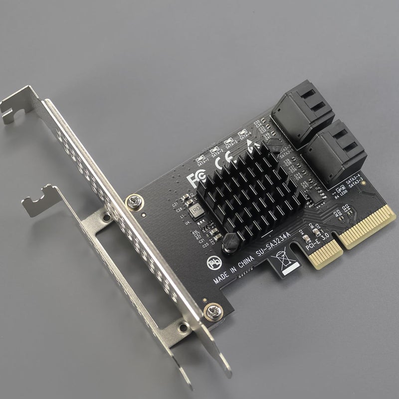GLOTRENDS بطاقة توسيع SATA 4 - منفذ PCIe X4 مع كابلات SATA والطاقة، متوافقة مع Windows وLinux وMac OS وNAS - Image 2